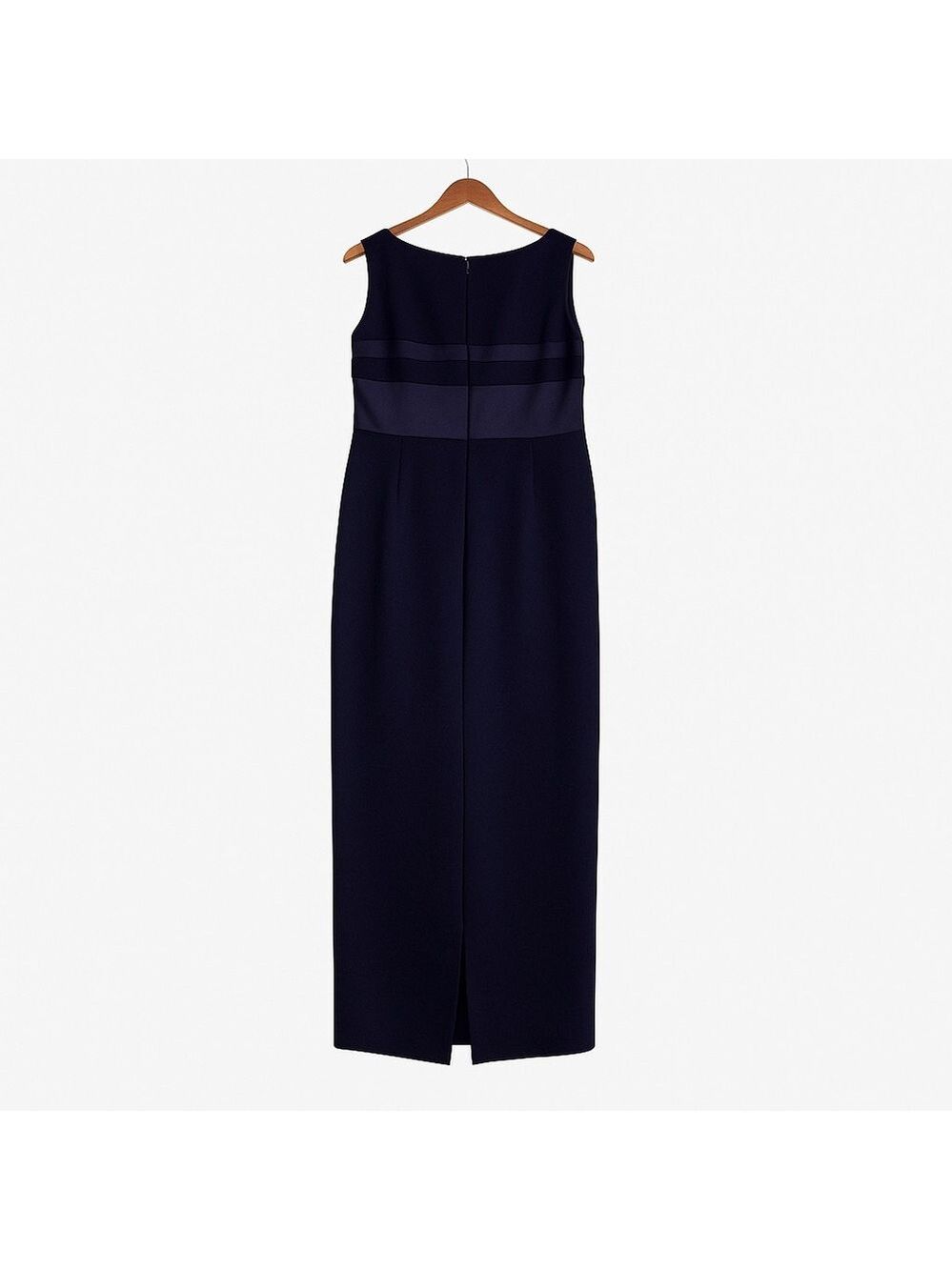 Jones New York Evening Navy Maxi Dress Size 10 Satin Band Classic Elegant - Picture 8 of 16